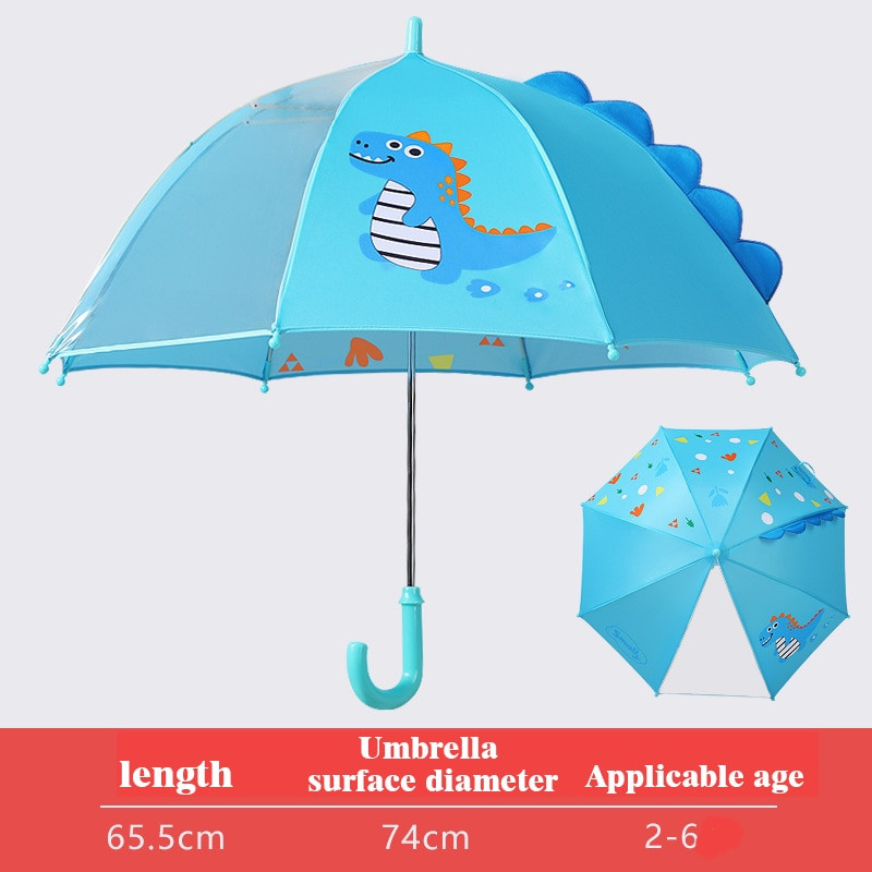Doprava zadarmo 2021 Horúci výpredaj Detský priehľadný dlhý dáždnik pre chlapcov a dievčatá Kreslený dinosaurus dáždnik Detský slnečník