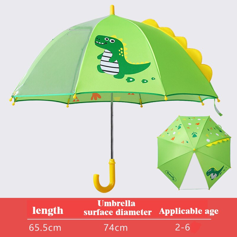 Doprava zadarmo 2021 Horúci výpredaj Detský priehľadný dlhý dáždnik pre chlapcov a dievčatá Kreslený dinosaurus dáždnik Detský slnečník