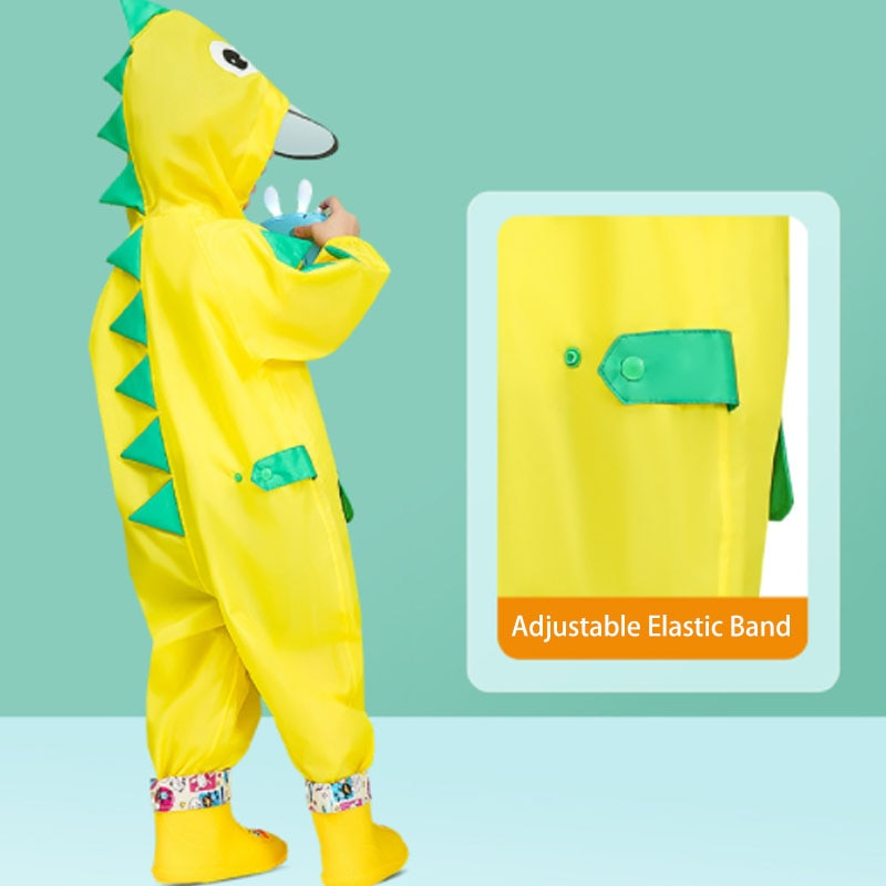 Nepremokavý detský pršiplášť, priehľadný veľký okraj, kapucňa, kombinéza do dažďa, chlapci a dievčatá, jednodielne kreslené dinosaury, pršiplášťové nohavice