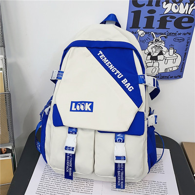 Rucsac modern pentru bărbați din material textil cu inscripție și element 3D