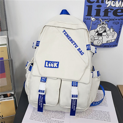 Rucsac modern pentru bărbați din material textil cu inscripție și element 3D