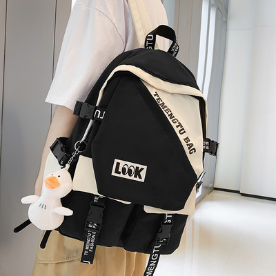 Rucsac modern pentru bărbați din material textil cu inscripție și element 3D