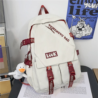 Rucsac modern pentru bărbați din material textil cu inscripție și element 3D