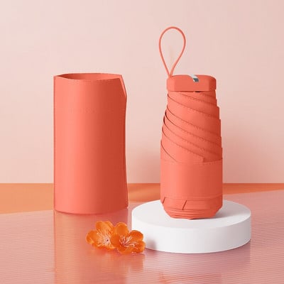 Ultra-mini tenký skladací dáždnik, 6 skladacích dáždnikov v cukríkových farbách, cestovné vybavenie do dažďa, vreckový dáždnik do daždivého dňa, slnečníky