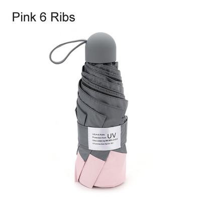 6/8 rebrový mini dáždnik s ochranou proti UV žiareniu, malý skladací dáždnik, vetruodolný, prenosný vreckový dáždnik pre ženy a mužov, detský cestovný dáždnik