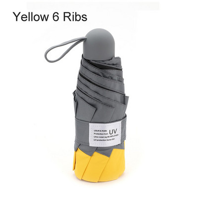 6/8 rebrový mini dáždnik s ochranou proti UV žiareniu, malý skladací dáždnik, vetruodolný, prenosný vreckový dáždnik pre ženy a mužov, detský cestovný dáždnik