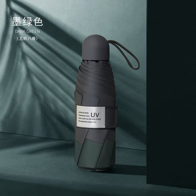 Mini slnečník, 6 rebier, vetruodolný, proti UV žiareniu, 5 skladacích slnečníkov, prenosný cestovný dáždnik pre ženy