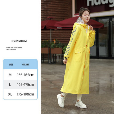Módna dámska dlhá pršiplášťová pončo nepremokavá pršiplášťová bunda s kapucňou a rukávmi a vreckom, outdoorová turistická pršiplášť