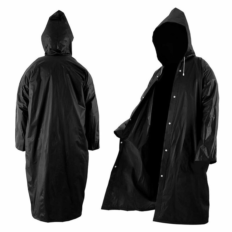 Pelernă de ploaie unisex neagră EVA, îngroșată, impermeabilă, lungă de ploaie, femei bărbați, drumeții, călătorii, alpinism, camping, îmbrăcăminte de ploaie, impermeabilă