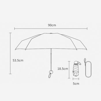 Φορητή ομπρέλα ηλίου 6Ribs 90cm Small Mini Umbrella Vinyl Umbrella Pocket Sun Protection and Ultraviolet Protection Parasol