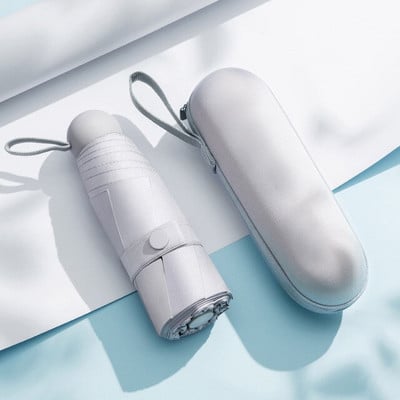 Prenosný slnečník s 6 rebrami, 90 cm, malý mini dáždnik, vinylový dáždnik s vreckom, ochrana pred slnkom a ultrafialovým žiarením.