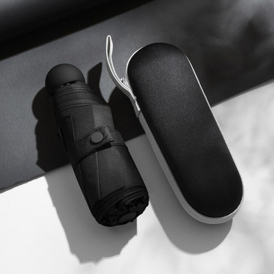 Prenosný slnečník s 6 rebrami, 90 cm, malý mini dáždnik, vinylový dáždnik s vreckom, ochrana pred slnkom a ultrafialovým žiarením.