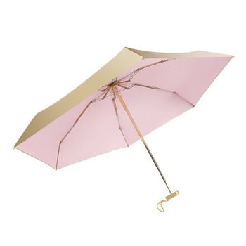 Little Golden Umbrella Light Μικρή πτυσσόμενη ομπρέλα Rain Women Δώρο Μίνι ομπρέλα τσέπης για κορίτσια Anti-uv Travel Sun Umbrella