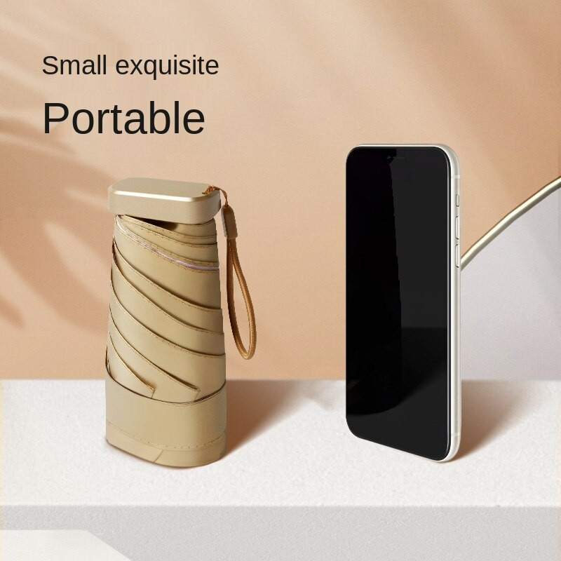 Malý zlatý dáždnik, malý skladací dáždnik, darček do dažďa pre ženy, mini vreckový slnečník pre dievčatá, anti-UV cestovný slnečník