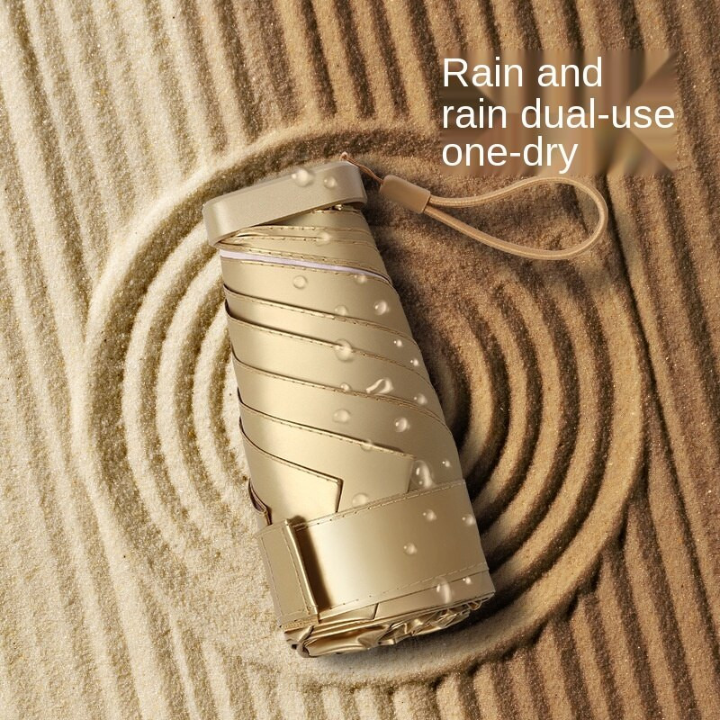 Malý zlatý dáždnik, malý skladací dáždnik, darček do dažďa pre ženy, mini vreckový slnečník pre dievčatá, anti-UV cestovný slnečník