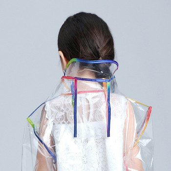 Mehonestly 1бр модно водоустойчиво детско прозрачно яке с дълга качулка, детско прозрачно дъждобран EVA за момчета и момичета