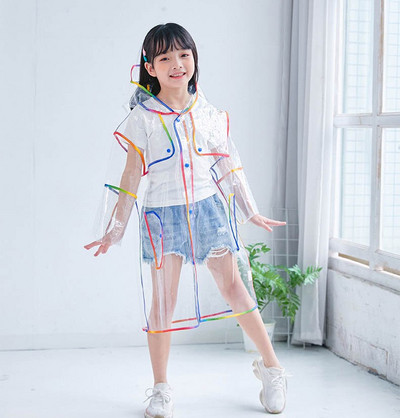 Sincer, 1 bucată, la modă, impermeabilă pentru copii, jachetă de ploaie lungă cu glugă transparentă pentru copii, îmbrăcăminte de ploaie EVA transparentă pentru băieți și fete