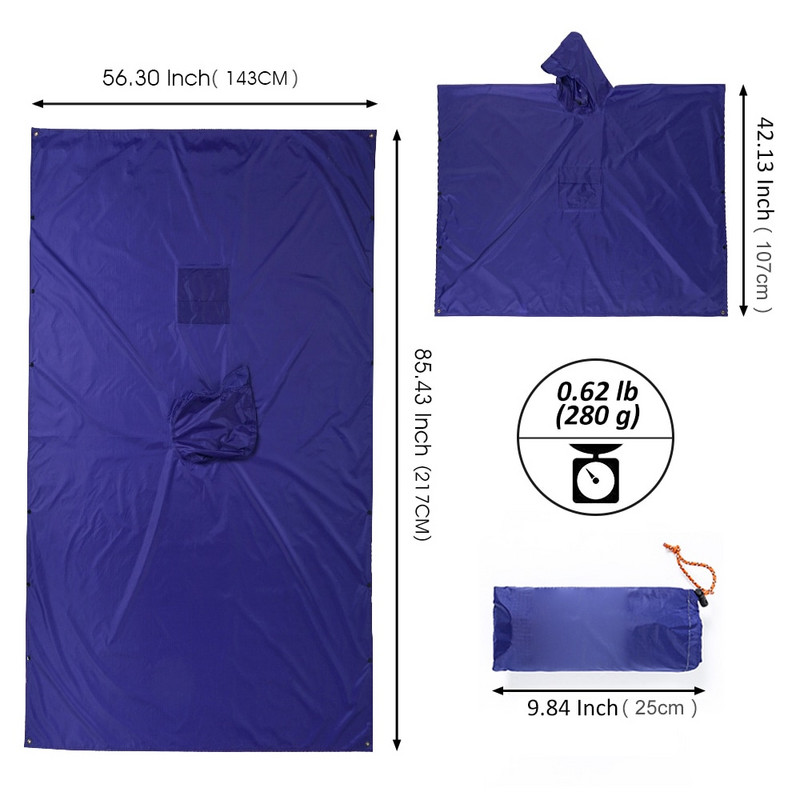 3 v 1 Vonkajšia vojenská pončo s kapucňou, nepremokavá pršiplášťová bunda pre mužov a ženy, vonkajší stan, pikniková podložka, motocyklová pršiplášťová bunda