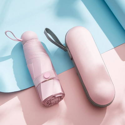 Dámsky dáždnik s mini vreckom veľkosti telefónu pre mužov, ultraľahký dážď a slnko, dievčenský dáždnik s UV ochranou, prenosný skladací dáždnik.