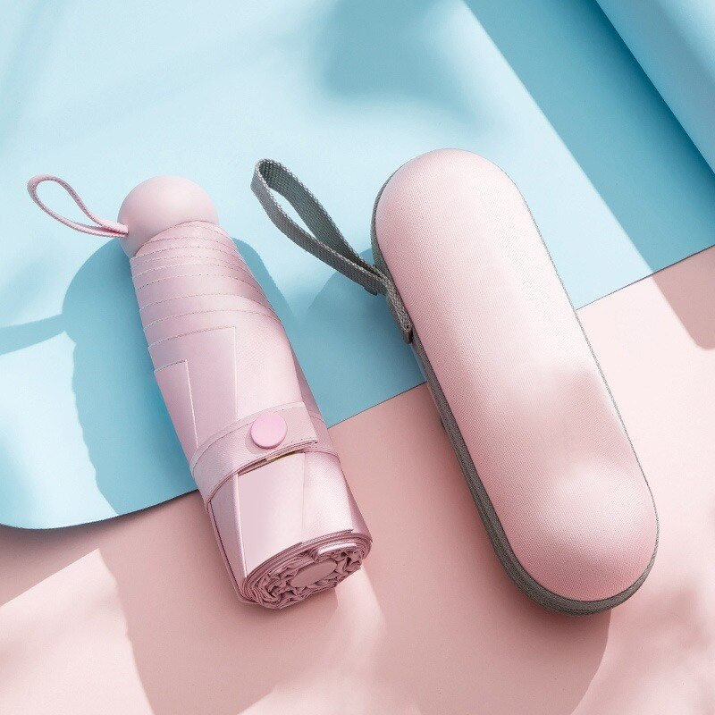 Dámsky dáždnik s mini vreckom veľkosti telefónu pre mužov, ultraľahký dážď a slnko, dievčenský dáždnik s UV ochranou, prenosný skladací dáždnik.