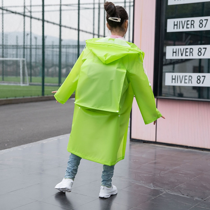 Nepremokavý detský pršiplášť EVA, jednofarebný chlapčenský školský batoh, jednodielny pončo, školský, turistický, žiaksky, zahusťovací dievčenský pršiplášť