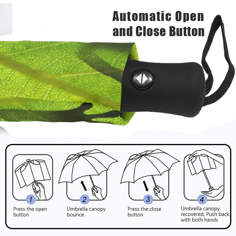 2022 Nový kreatívny detský dáždnik s potlačou žaby, automatický, trojskladací, zelený dáždnik, dámsky, opaľovací krém, anti UV ochrana, značkový slnečník