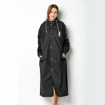 Модни дамски мъжки водоустойчиви големи черни дълги EVA дебела качулка Дъждобран Яке за пътуване на открито Непромокаемо дъждобран с чанта