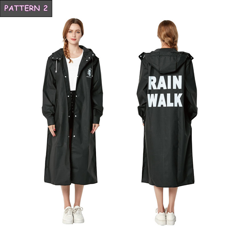 Módna dámska pánska nepremokavá veľká čierna dlhá EVA hrubá kapucňa pršiplášťová bunda Outdoorové cestovanie nepriepustné pršiplášte s kabelkou