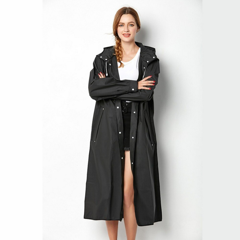 Módna dámska pánska nepremokavá veľká čierna dlhá EVA hrubá kapucňa pršiplášťová bunda Outdoorové cestovanie nepriepustné pršiplášte s kabelkou