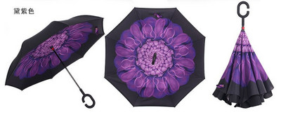 Šareni vjetrootporan obrnuti sklopivi kišobran Muški ženski kišobran za sunce Kiša Auto Obrnuti kišobrani dvoslojni samostojeći parapluie protiv UV zraka