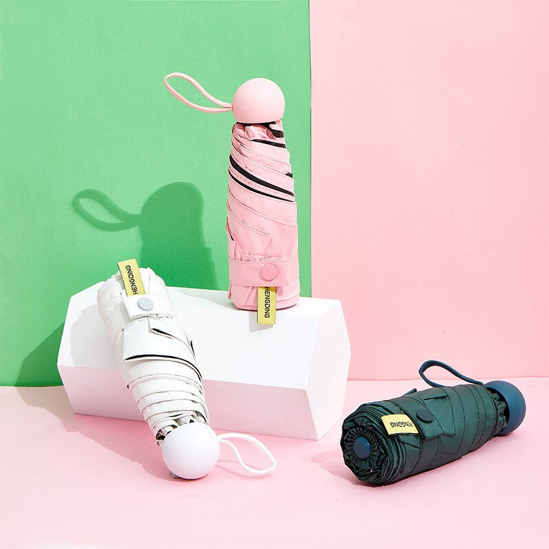 Lengvas saulės skėtis Moteriškas skėtis nuo UV saulės Skėtis Kišeninis kremas nuo saulės Skėtis, nešiojamas mini 18 cm skėtis Paraguas Modis suaugusiems