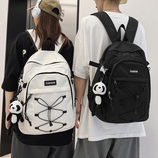 Pánsky textilný batoh s prednými zaväzovaniami na vreckách a nápisom