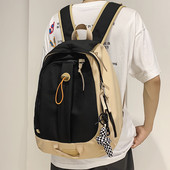 Rucsac textil pentru bărbați cu șireturi și fermoar cu elemente 3D