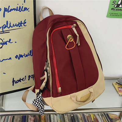 Rucsac textil pentru bărbați cu șireturi și fermoar cu elemente 3D