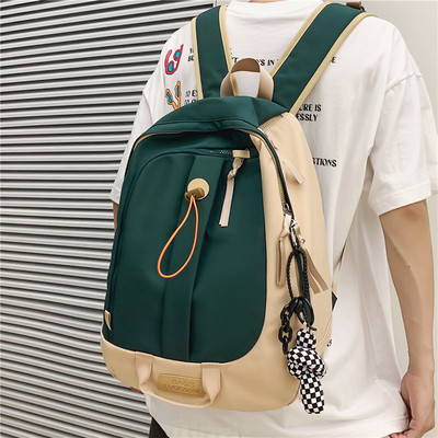 Rucsac textil pentru bărbați cu șireturi și fermoar cu elemente 3D