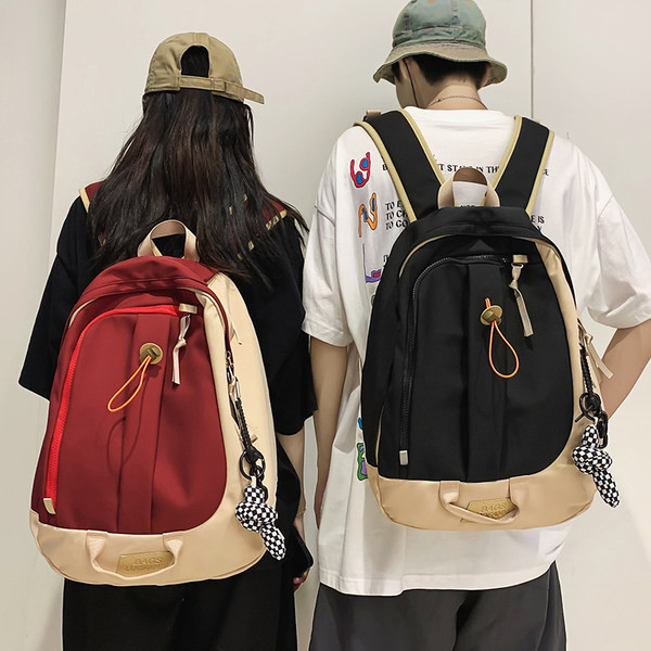 Rucsac textil pentru bărbați cu șireturi și fermoar cu elemente 3D