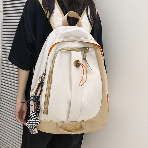 Rucsac textil pentru bărbați cu șireturi și fermoar cu elemente 3D