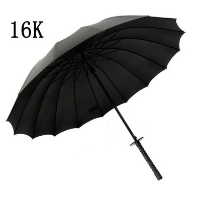 Kreatív, hosszú nyelű szamuráj kard esernyő japán nindzsa-szerű nagy szélálló napeső egyenes esernyő, automatikusan megnyílik férfi számára