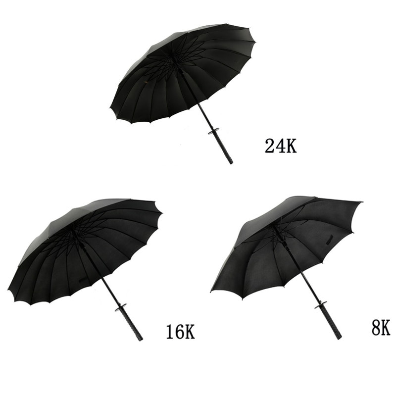 Kreatív, hosszú nyelű szamuráj kard esernyő japán nindzsa-szerű nagy szélálló napeső egyenes esernyő, automatikusan megnyílik férfi számára