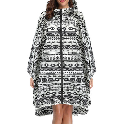 Felnőtteknek, tiniknek uniszex divatos nyomtatott kapucnis esőkabát Esőköpeny kabát kültéri vízálló gyorsan száradó poncsó csomagolótáskával