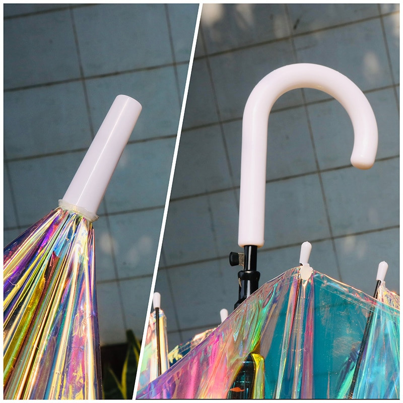INS Dáždnik s meniacou sa farbou, dlhá rukoväť, priehľadný dúhový dáždnik, slnečník, dáždnik proti dažďu, slnečník, darček pre dievčatá SY192