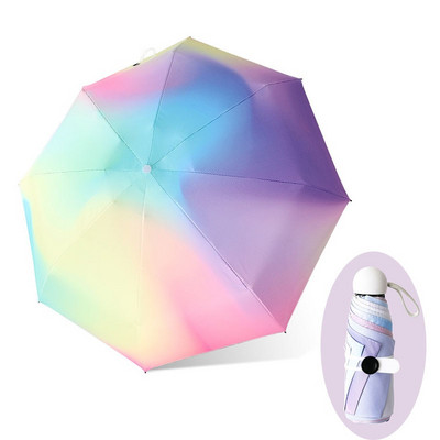 Mini umbrelă colorată cu gradient, 8 nervuri, umbrele de lux pentru femei