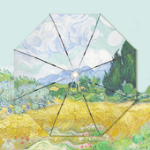 Olejomaľba Priehľadný dáždnik Dažďový dáždnik Dámske automatické a mini dáždniky 8 rebier Vetruodolný dáždnik Paraguas Slnečný UV slnečník Vonkajší