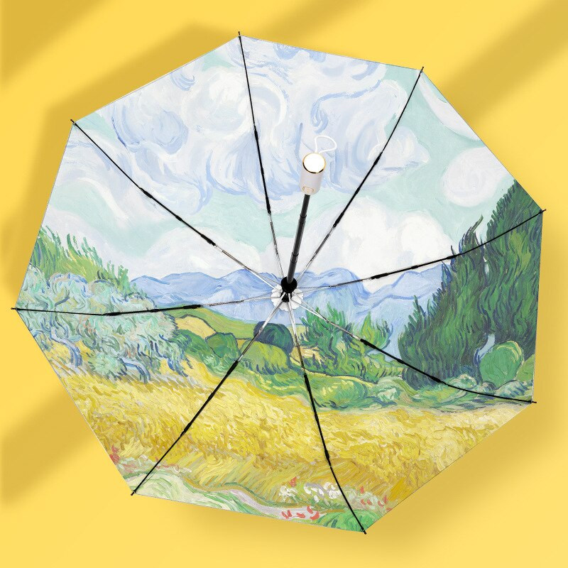 Olejomaľba Priehľadný dáždnik Dažďový dáždnik Dámske automatické a mini dáždniky 8 rebier Vetruodolný dáždnik Paraguas Slnečný UV slnečník Vonkajší