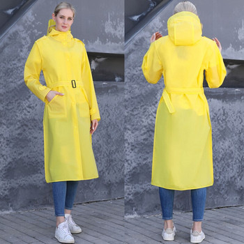 2021 Αδιάβροχα EVA Διάφανα Μακριά Γυναικεία Αδιάβροχα Γυναικεία Μπουφάν Windbreaker Rain Poncho Ανδρικό παλτό βροχής με κουκούλα με ζώνη