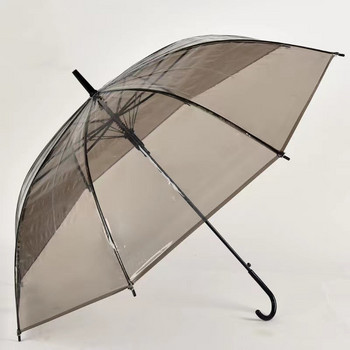 Дъждовен чадър PVC купол за дъжд Бяла черна дъга Чадъри за сватбени партита Чадър с права пръчка с дълга дръжка за жени, деца
