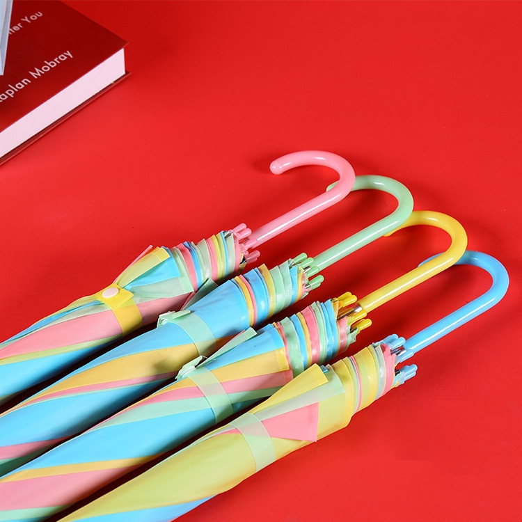 Lietaus skėtis PVC lietaus kupolas baltas juodas vaivorykštinis vestuvių vakarėlio skėčiai ilgos rankenos tiesia lazdele skėtis moterims vaikams