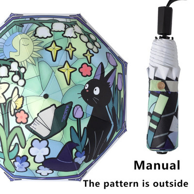 Plne automatický dáždnik pre ženy, mačka, vetruodolný, opaľovací krém, UV ochrana, skladací dáždnik, dievčenský nepremokavý dáždnik, paraguas