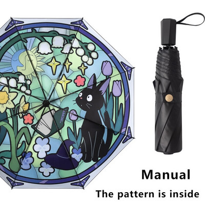 Plne automatický dáždnik pre ženy, mačka, vetruodolný, opaľovací krém, UV ochrana, skladací dáždnik, dievčenský nepremokavý dáždnik, paraguas