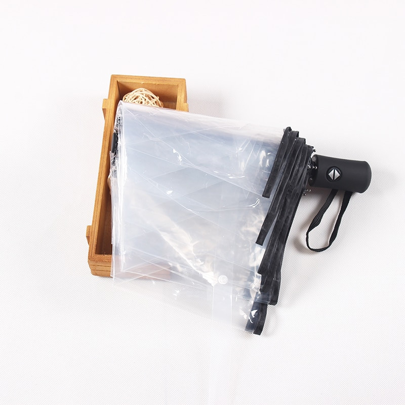 Priehľadný automatický dáždnik proti dažďu, 8 rebier, čierny, vetruodolný, automatický skladací dáždnik pre mužov a ženy, cestovanie, biznis, skladací slnečník do auta